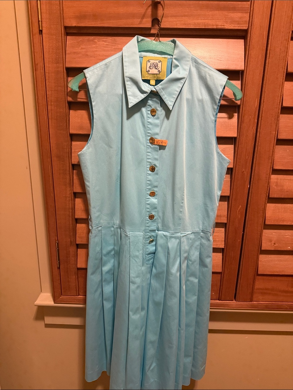 Elizabeth McKay Sleeveless Pleated Shirt Dress - Light Blue